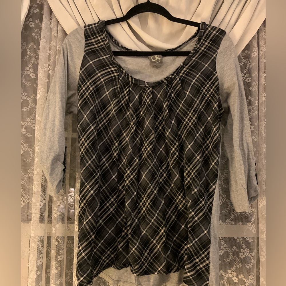 One September Black and Gray Plaid Blouse - Picture 1 of 1